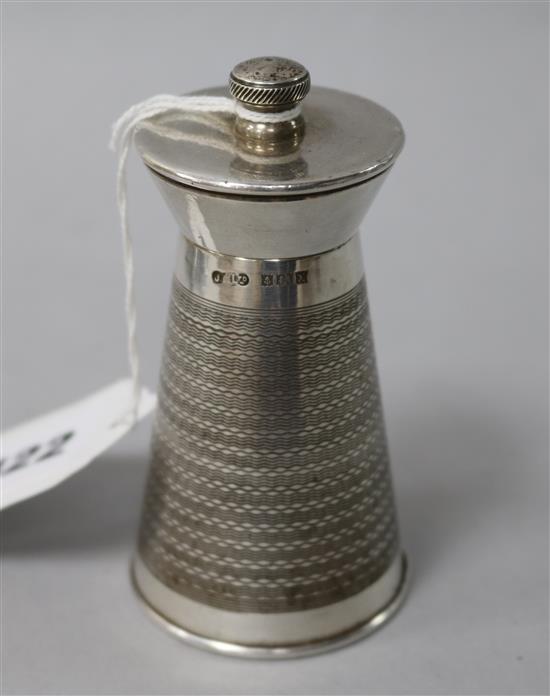 A 1970s silver mounted pepper mill, 3.75in.